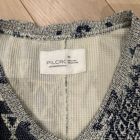 Anthropologie Pilcro Moira Thermal Waffle Knit v-neck Pullover Aztec Tribal XS - Picture 4 of 7